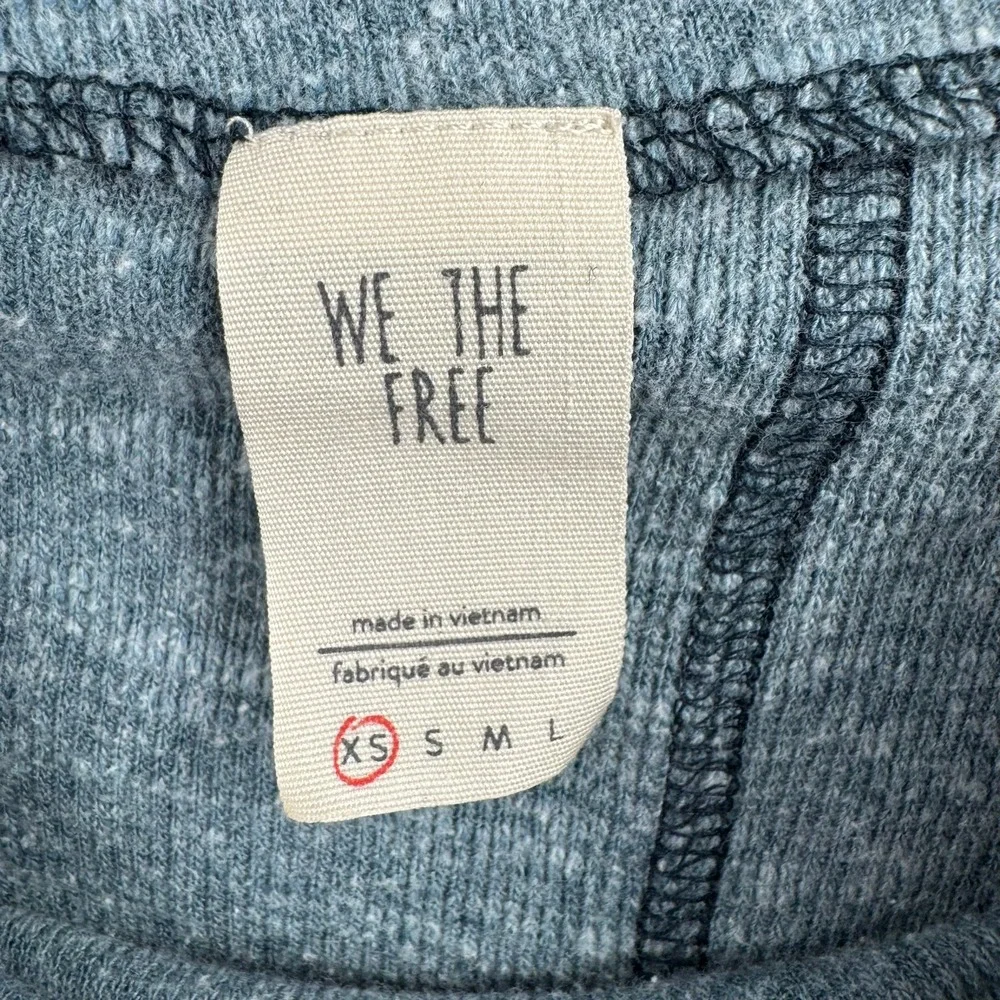 We The Free Top Women XS Blue Cowl Neck Dolman Sleeve Heathered Knit